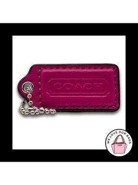 COACH HANG TAG Bag Charm Keychain Fob Pink Smooth Leather Nickel 2" Medium